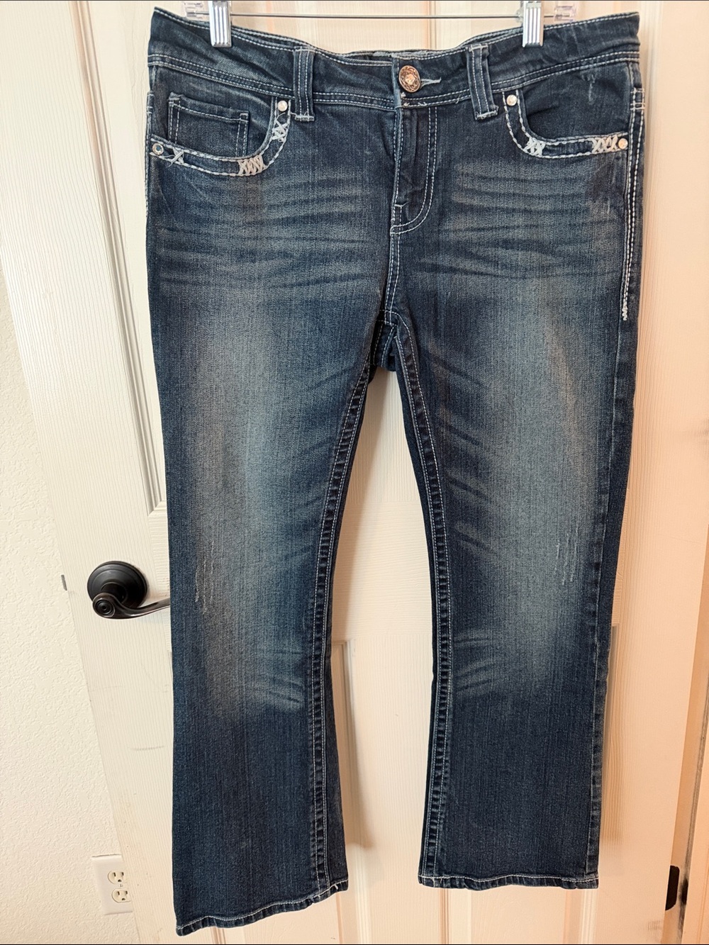 Daytrip Dark Blue Boot Cut Jeans with Contrast Stitching